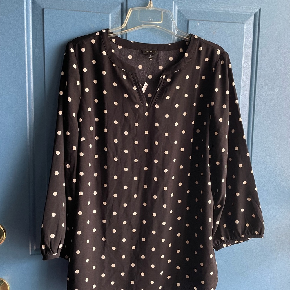 Talbots Black Polka Dot Blouse